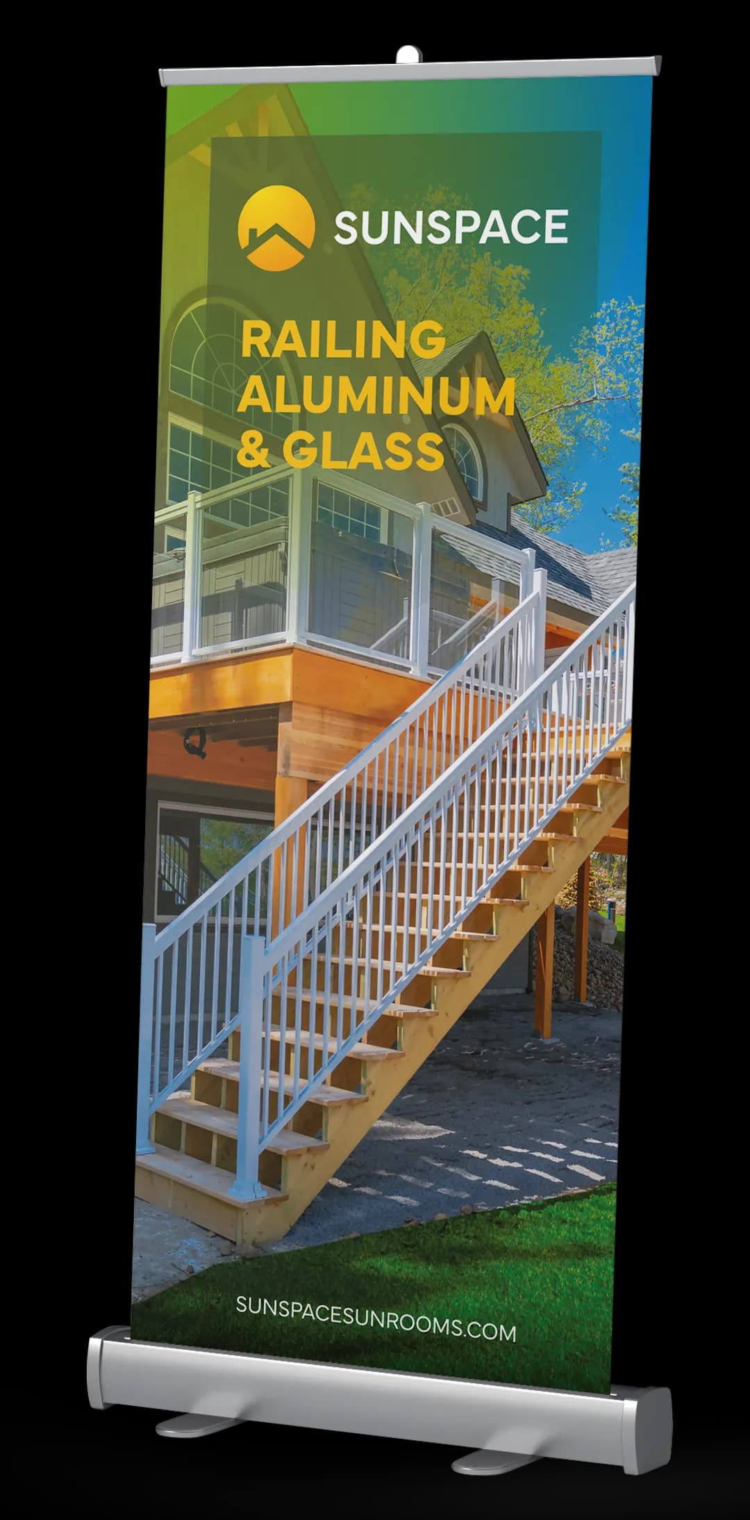 Pop-Up Banner Railing Aluminium & Glass