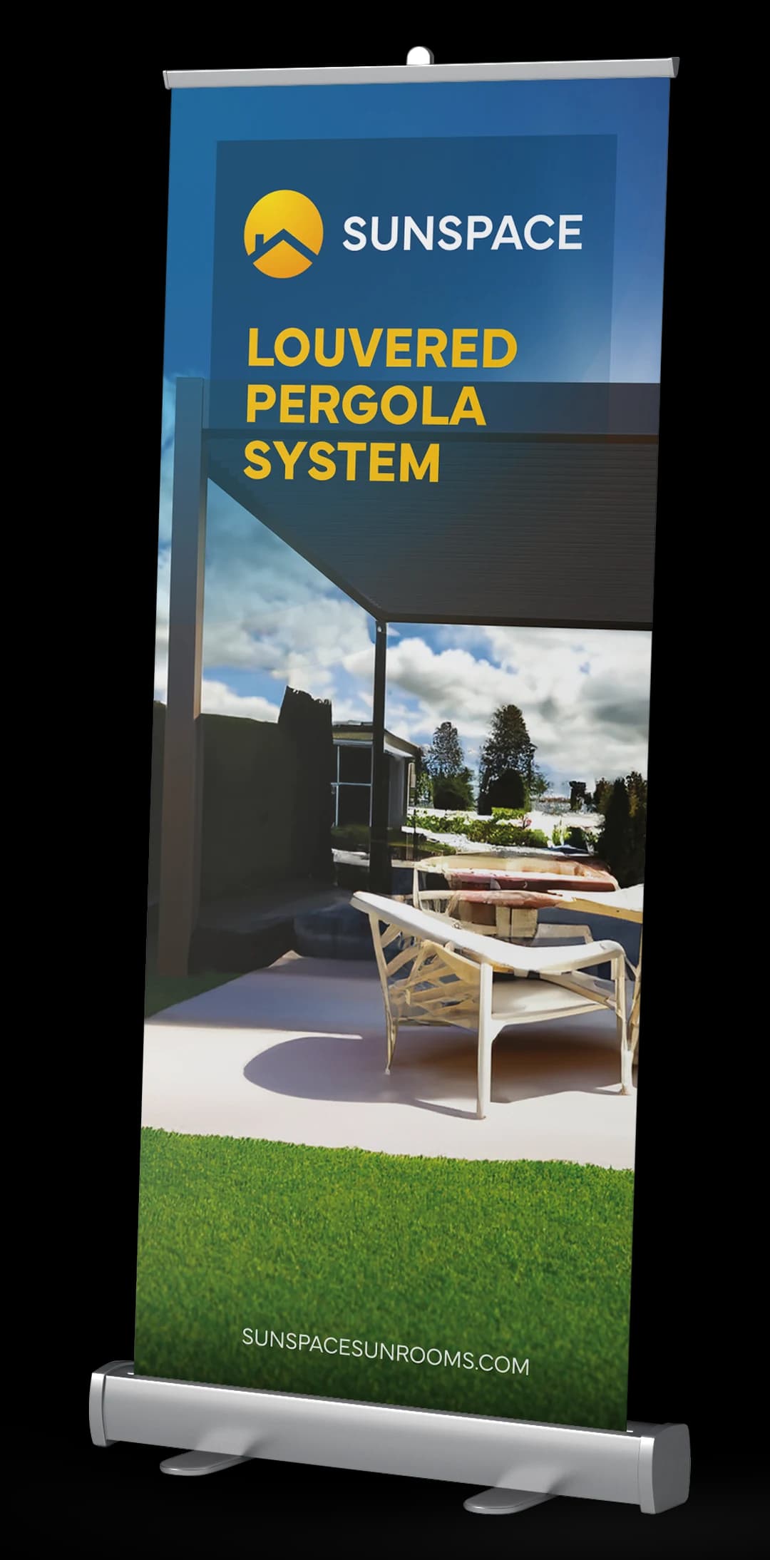 Pop-Up Banner Louvered Pergola System